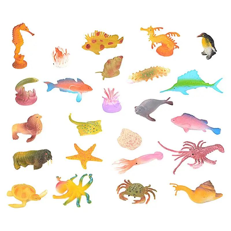 Mini Ocean Animal Figurines 24PCS Realistic Small Tiny Marine Animal Figurines Sea Creature Figurine Set Under The Sea Figure