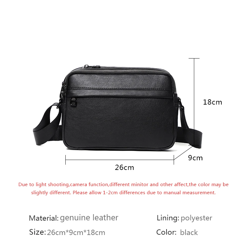 Natural Skin Cowhide Leather Men Shoulder Bags Leather Crossbody Bag Flap Fashion Boys Crossbody Bag Brand  Zipper Ipad Bag 2023