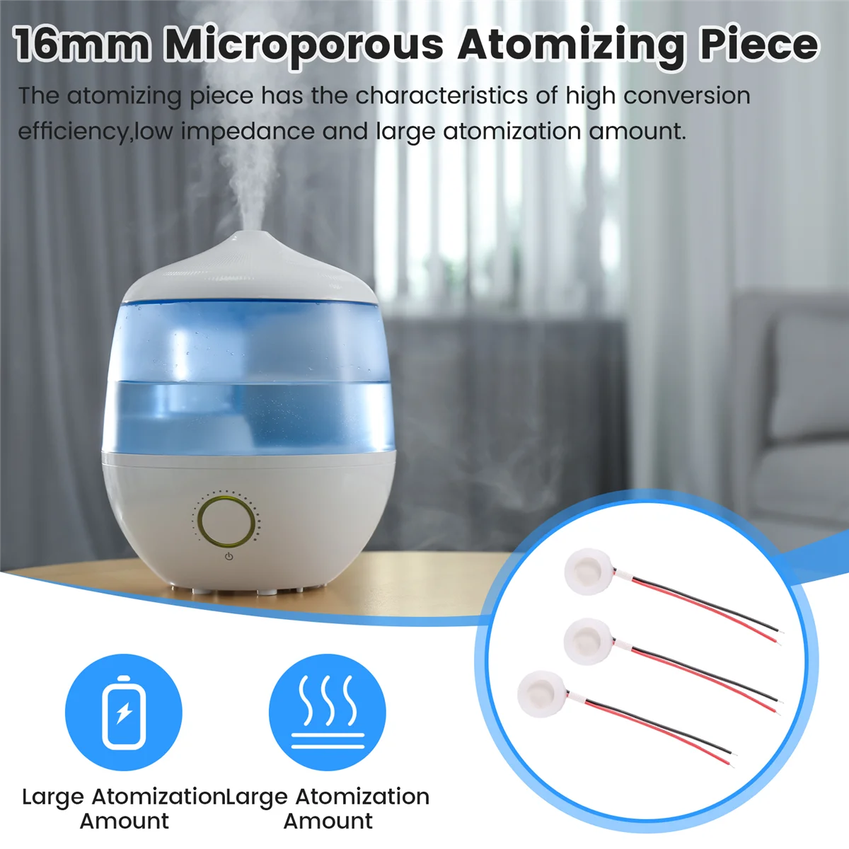 5 uds 16mm 1,7 MHz generador de niebla ultrasónica transductor humidificador piezas cabezal de pulverización caliente