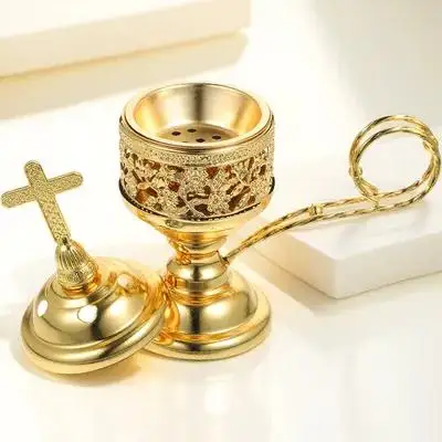 

Metal Incense Cone Burner Middle East Style Tall Base Iron Art Censer Lightweight Aromatherapy Furnace Middle East Censer