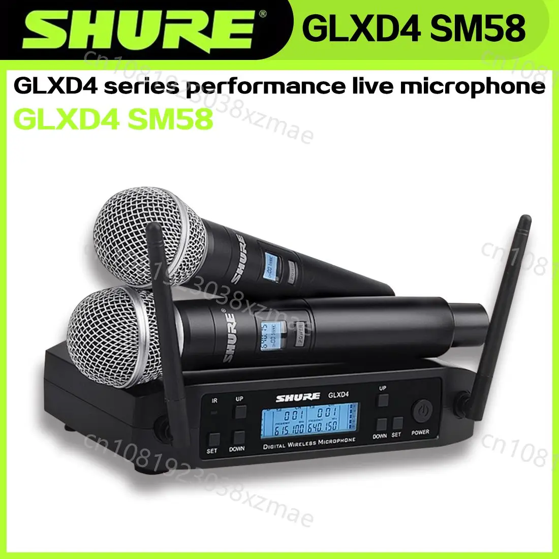 Shure GLXD4 SM58 Wireless 2 Handheld Microphone UHF Dynamic Professional Party Stage Karaoke Microphone GLXD4 SM58 Wireless Mic