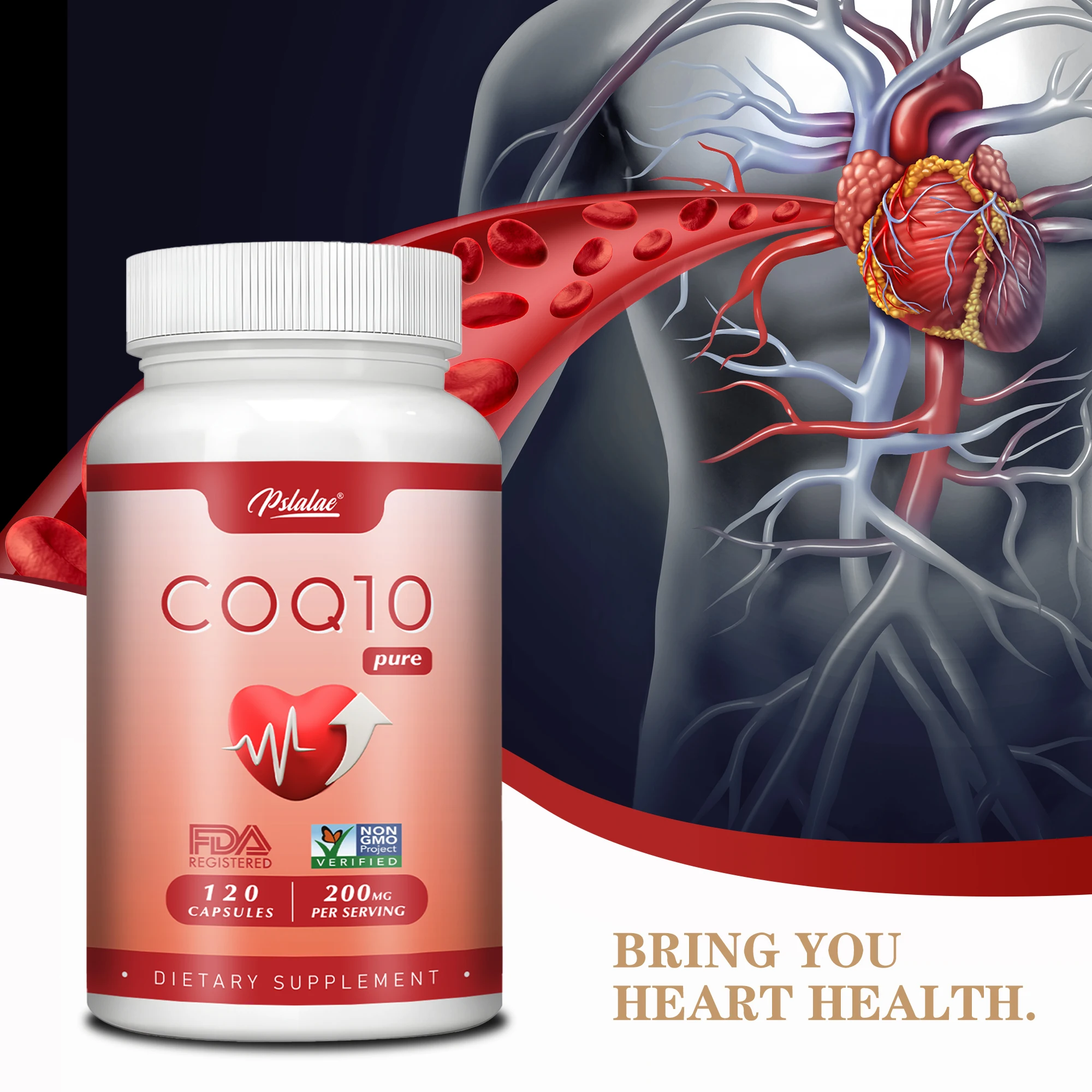 

CoQ10 200mg - Antioxidant, Energy Production, Improve Blood Circulation, Blood Pressure Levels, Support Brain & Heart Health