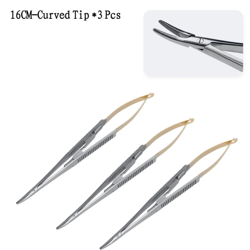 3PCS Surgical Dental Castroviejo Needle Holders 14/16cm Orthodontic Implant Tool Straight / Curved for Choose Dental Instrument