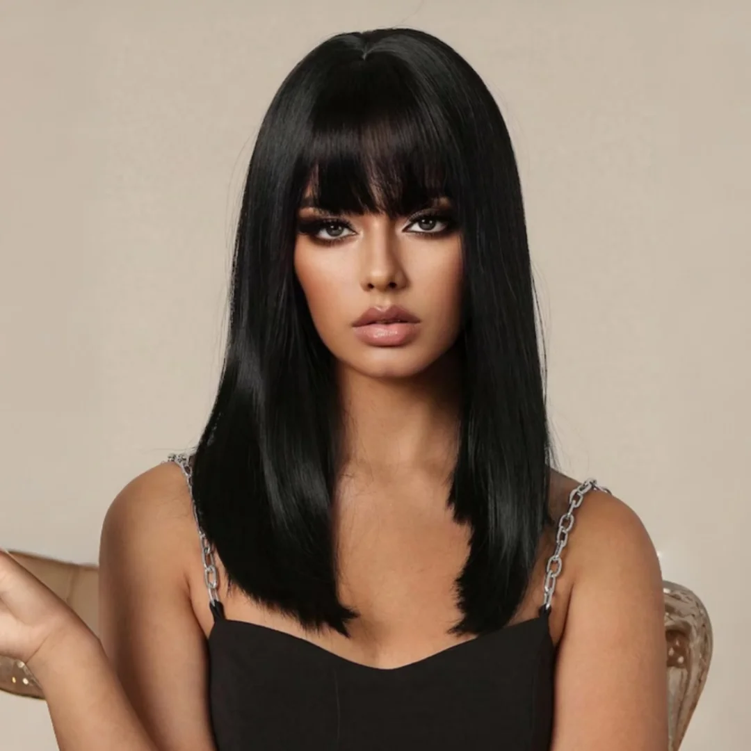 

Black Straight Hair 14inch 5*5 Lace Front Hair 100% Human Hair Wig 150 Density with Baby Hair Pre-Plucked Soft Hair Wig