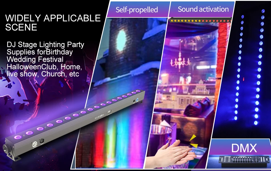 AICPOSE DMX 18x12W LED RGBW LED Pixel Wall Washer LED Bar Bühnenlicht für Party, Hochzeit und Eventbeleuchtung – Detail 2
