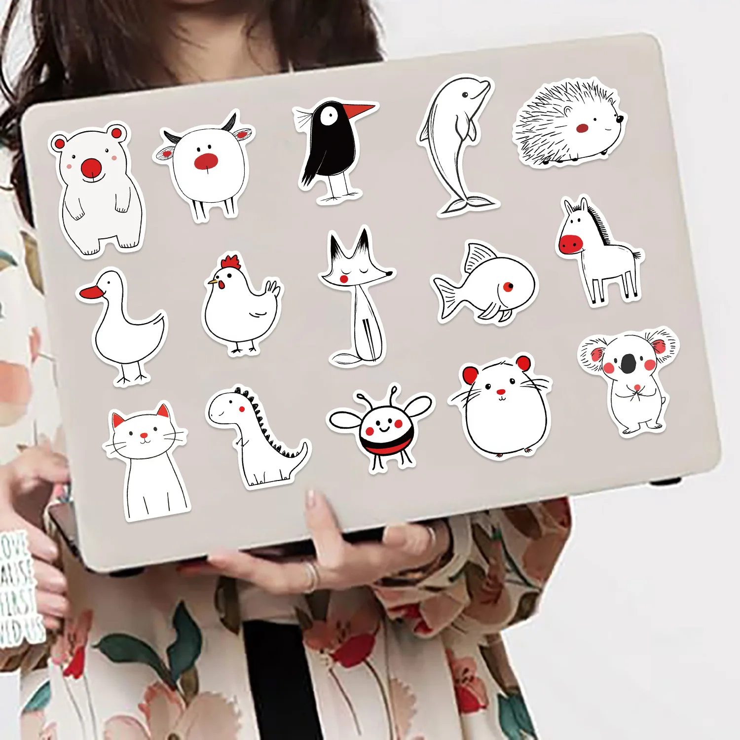50Pcs Sketches Animals Tiger Dog Monkey Stickers Decals For Laptop Notebook Skateboard Guitar Helmet DIY Aesthetic Sticker