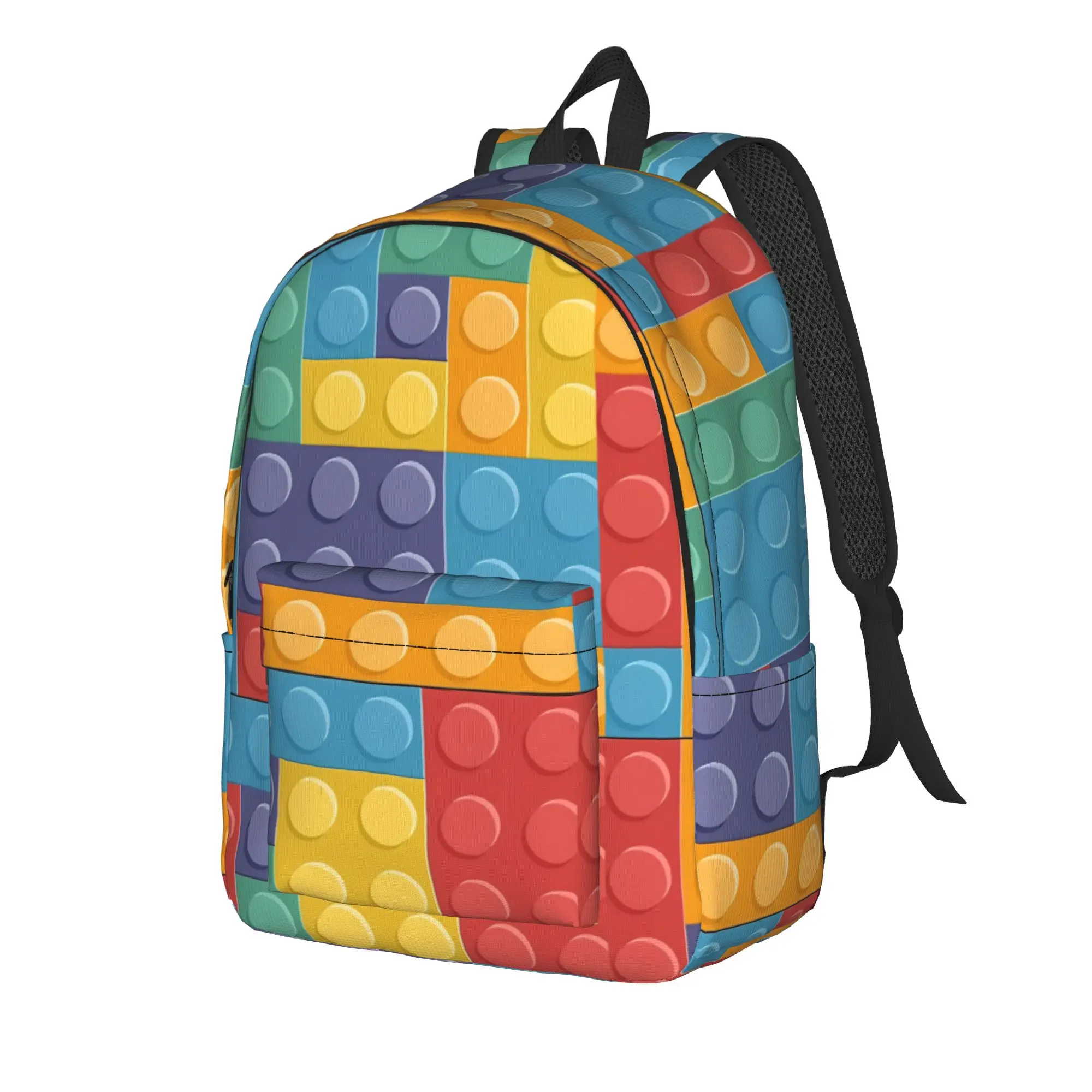 Building Blocks Backpack  Female Polyester Camping Backpacks Print Casual High School Bags Rucksack