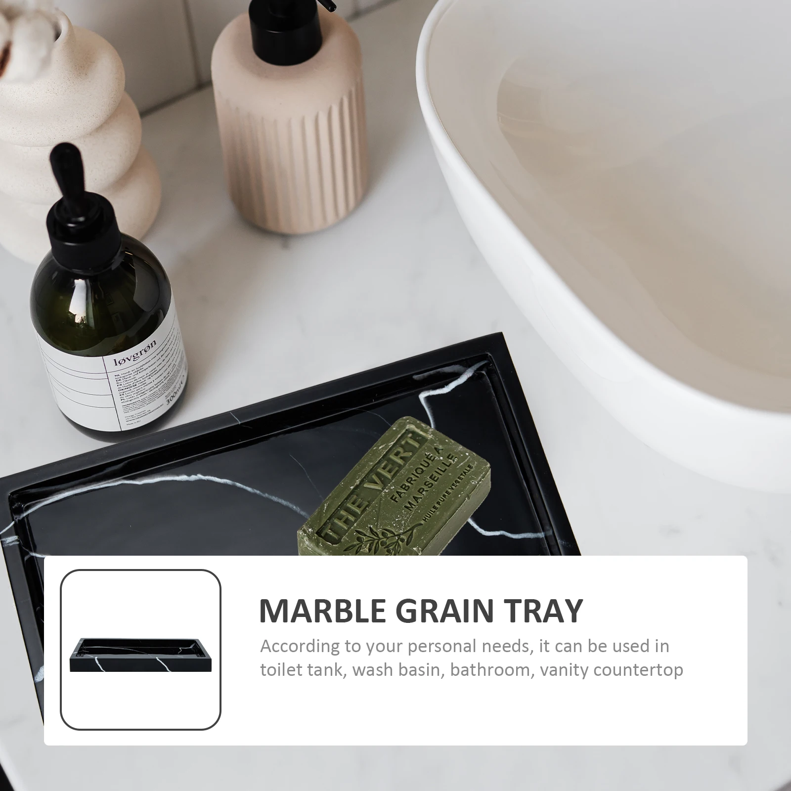 

Marble Grain Tray Sundries ganizing Bathroom Vanity Plate Smooth Surface High Grade Material Jewelry Storage