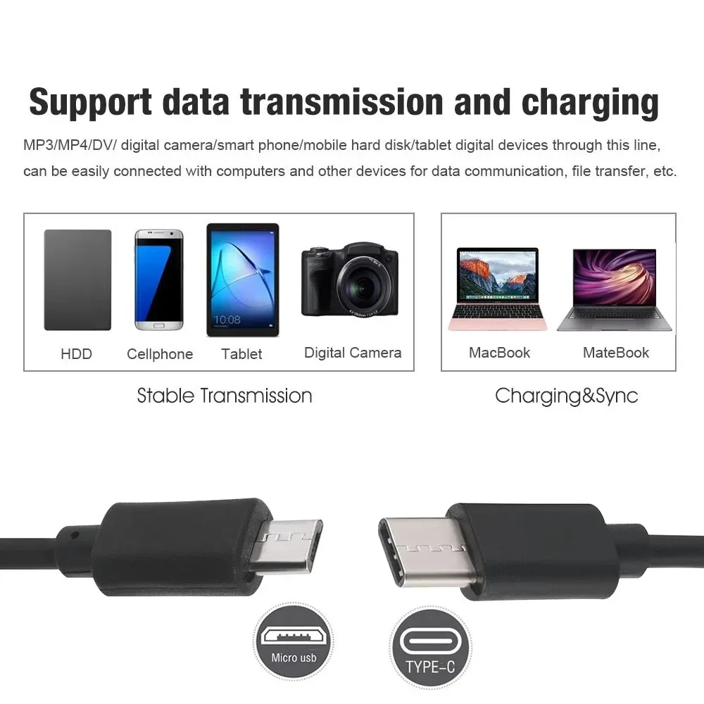 Immagine 5: Cavo da 0,3 m da tipo C a micro USB Cavo da USB 2.0 C a micro-USB OTG per sincronizzazione dati e ricarica per telefono cellulare Samsung Xiaomi Huawei LG