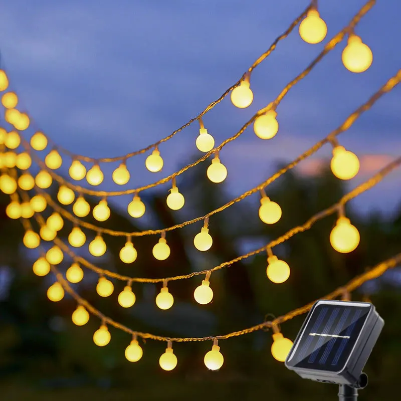 

Outdoor Crystal Globe Bee Garland Lamp 20/50/100EDs Christmas Tree Wedding Garden Decoraiton Solar String Lights with 8 Modes