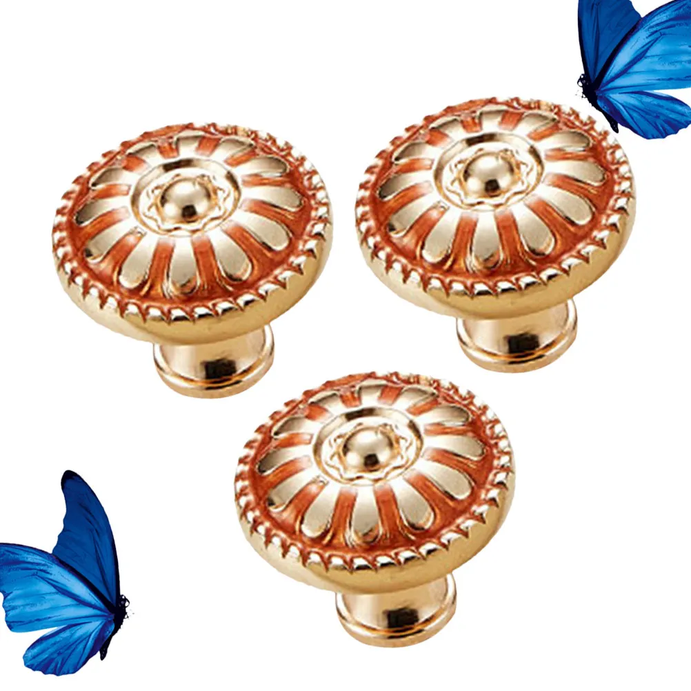 

Набор из 3 ручек для шкафа в форме гриба, из сплава, с одним отверстием, круглые, для ящиков, стильные мебельные ручки, красный янтарь