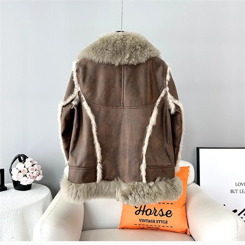 2024 New Design Rabbit Hair Liner Warm Fashion Jacket Women Wool Collar Winter Short Coat JT439