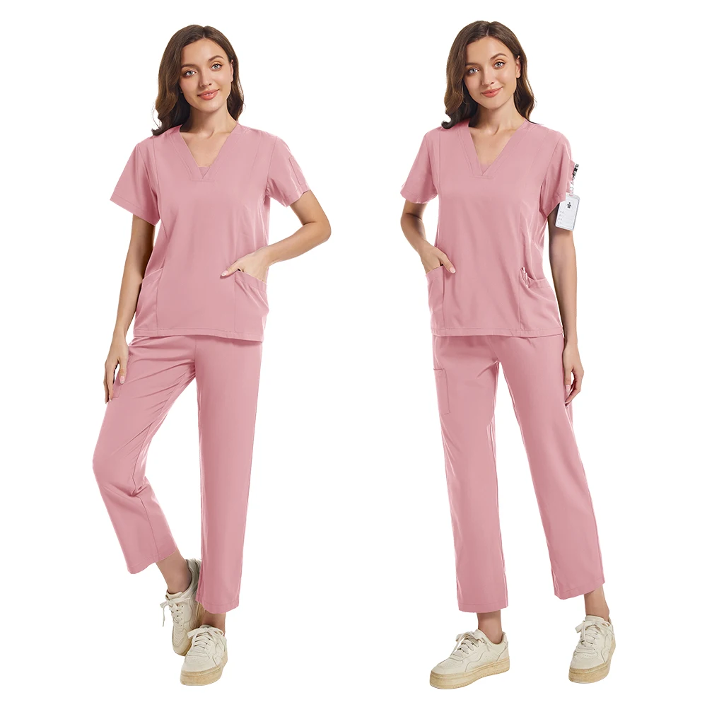 New Unisex Short Sleeved Pharmacy Nurse Uniform Hospital Doctor Workwear Oral Dental Surgery Uniforms Medical Scrubs Sets