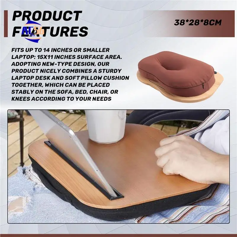 

AC56-Lap Desk With Pillow Cushion,Laptop Stand Parts With Slot For Tablet,Computer Bed Table For Travel,Support Up To 14Inch Lap