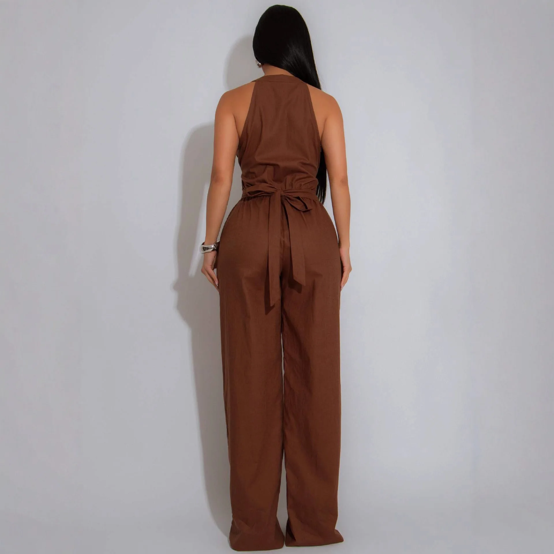 Sexy Nightclub Party Dance Gathering Club Banquet Custom-Cut Sleeveless Sports Fitness Jumpsuit