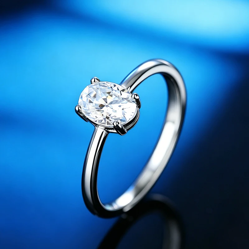 Moissanite Rings Oval/Radiant/Pear 0.5-2CT For Women Real S925 Silver with GRA Certificate Passed Diamond Test Ring Wedding Band
