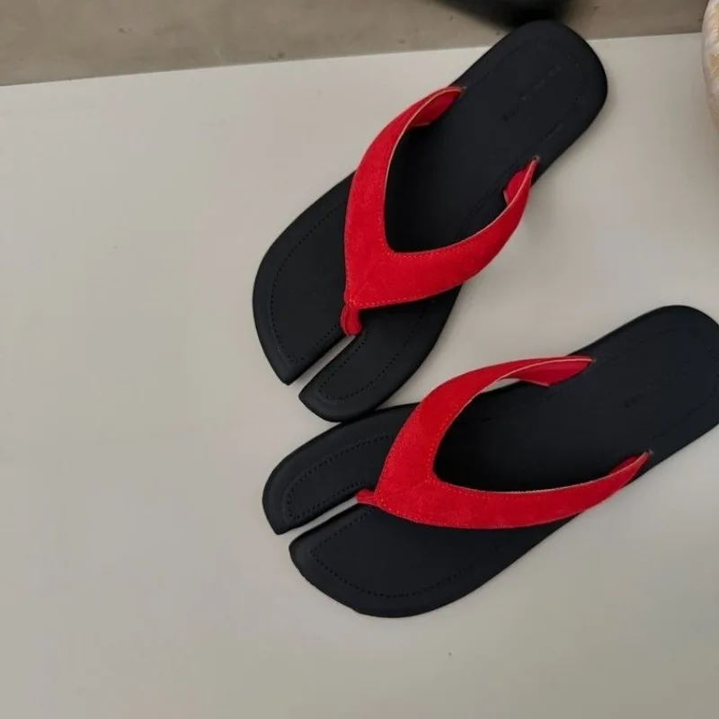 Women's Round Clip-toe Lightweight Comfortable Slippers Women Vintage Fashionable Casual Beach Color Blocking Sandals Summer New