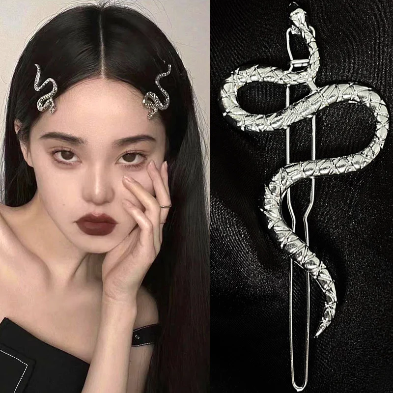 Gothic Punk  Metal Snake Medusa Hairpin Hair Clip for Women Side Bangs Holder Girls Retro Barrettes Jewelry Headwear Accessories