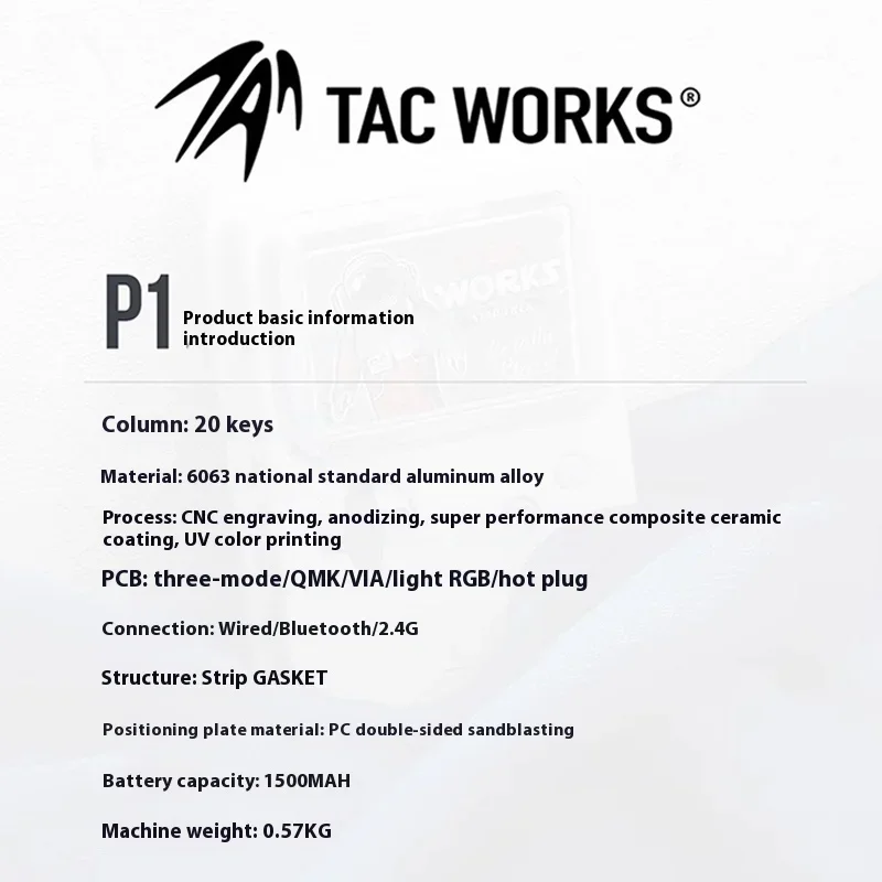 Imagem -06 - Teclado Mecânico Digital sem Fio Bluetooth Modo Rgb Via Liga de Alumínio Teclado Personalizado do Escritório Tacworks-tac-p1 v2