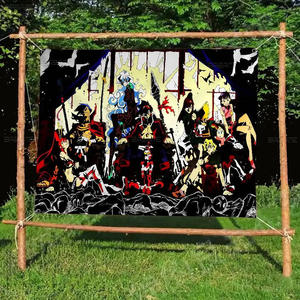 Anime Gurren Lagann Cartoon Flag Art Science Fiction Room Home Decor Wall Hanging Home Decor Banner