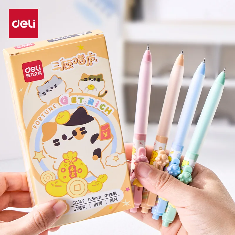 

Deli 4/8 шт. 0,5 мм, милые гелевые ручки с черными чернилами, канцелярские принадлежности, ручка для подписи, школьные принадлежности, милый подарок, кавайные ручки