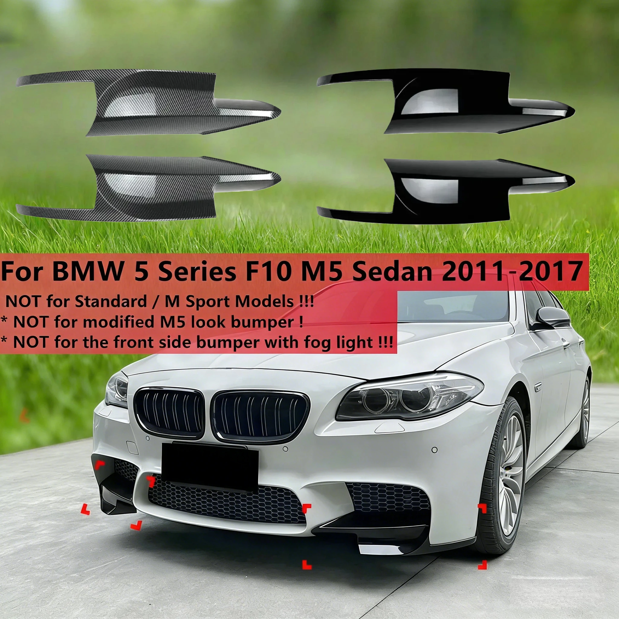 Protetor Inferior para BMW Série 5 F10 M5 Sedan Apenas 2011-2017, Spoiler Lateral para Para-choque Dianteiro