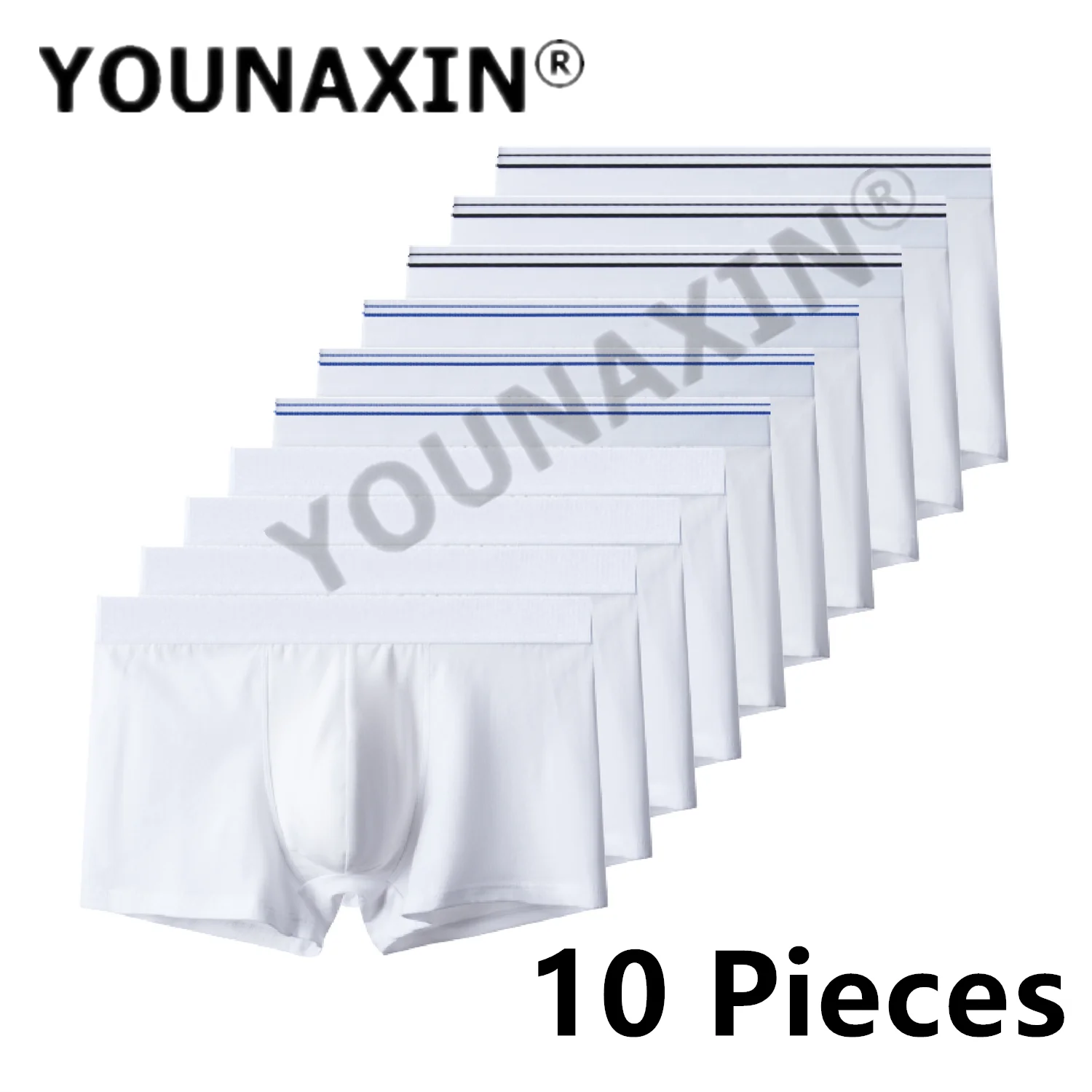 YOUNAXIN 10 Pieces Plus Size Men Underwear Boxers Shorts Knickers Panties Homme White Underpants Cotton Undies