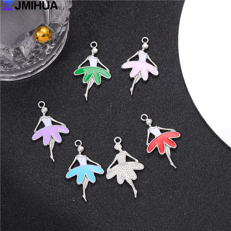 15pcs Enamel Charms Ballet Dancers Pendants Charms For Jewelry Findings Accessories DIY Handmade Making Necklaces Dancer Gifts