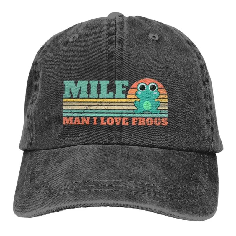 

MILF Man I Love Frogs Baseball Caps Peaked Cap Meme Sun Shade Hats for Men Women