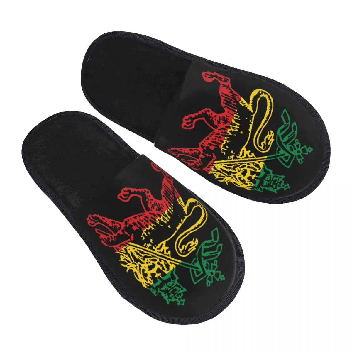 

Lion Of Judah Flag Ethiopia King Selassie Rasta Guest Slippers for Spa Women Custom Print House Slipper