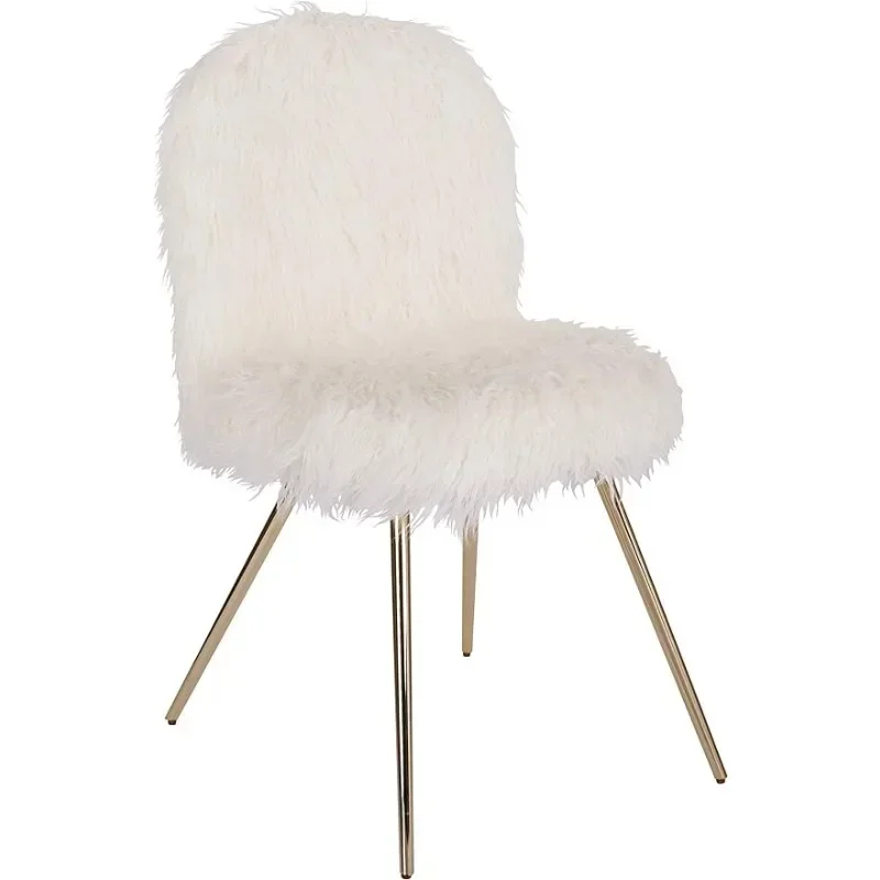 Home Furnishings Julia Chic Accent Vanity Chair White Faux Fur and Gold Legs Nordic Couch