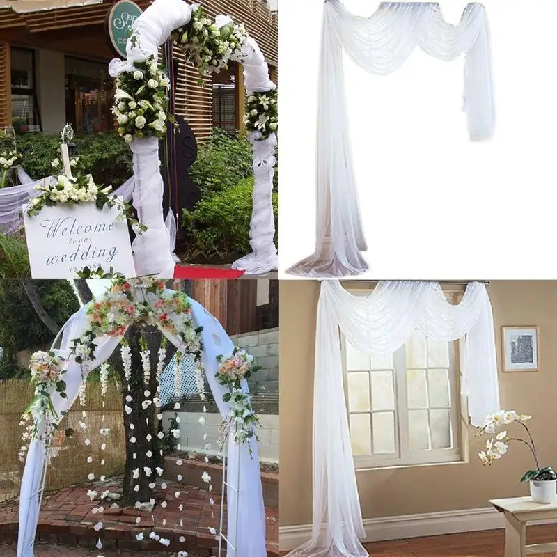 37ME Sheer Canopy Bed Curtain Elegant Voile Window Scarf Wedding Arch Drapes Valance