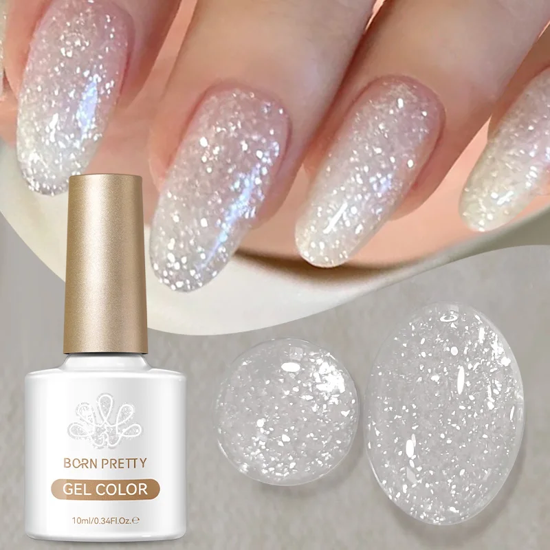 

Гель-лак BORN PRETTY 10 мл с эффектом мерцающих блесток, полуперманентный, смываемый, для маникюра, УФ/LED, для нейл-арта