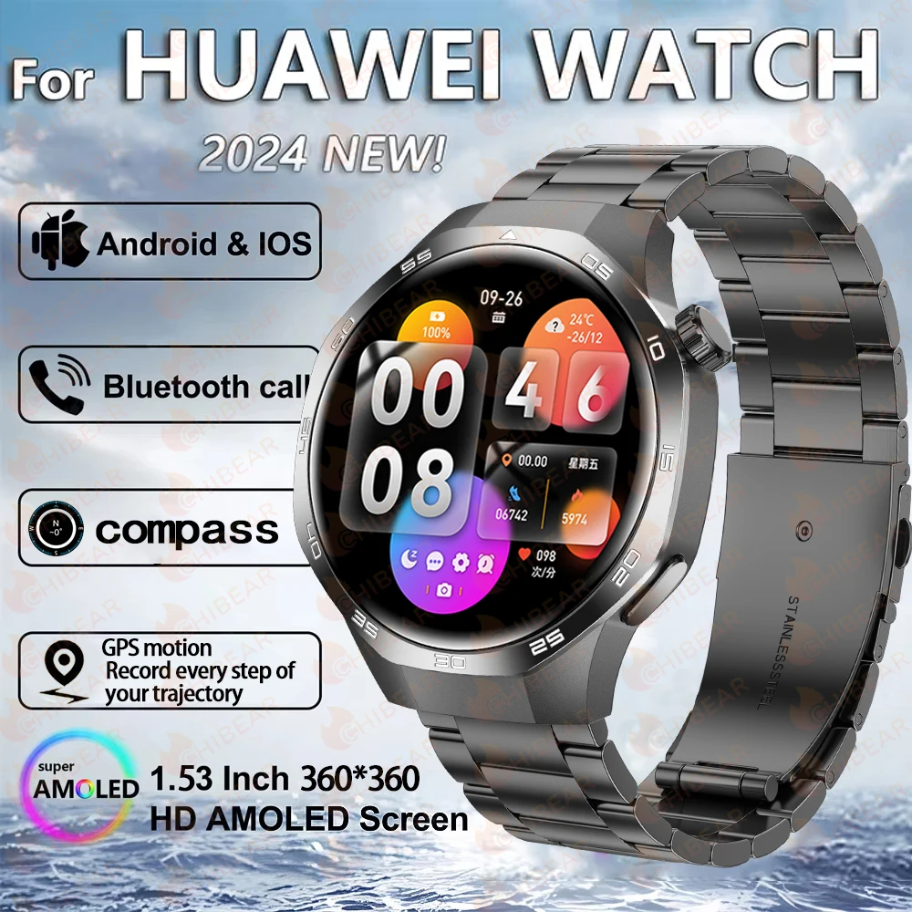 New For HUAWEI Watch GT 5 Pro Sports Smart Watches Men GPS Track Compass Altimeter Waterproof Bluetooth Call NFC Smart Bracelet