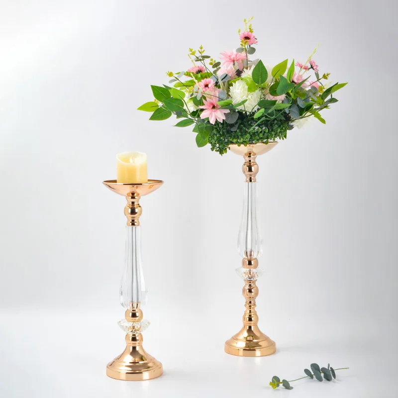 10 PCS Gold Flower Vase Acrylic Wedding Centerpieces Flowers Stand Event Party Road Lead Home Decoration