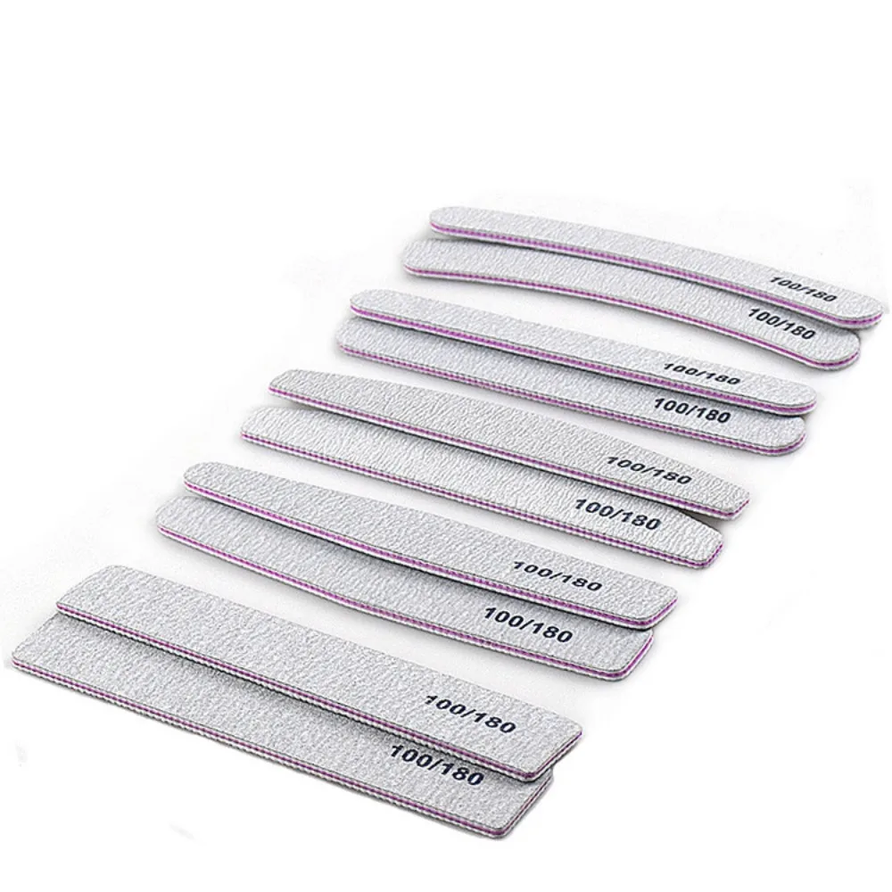 25 Teile/los Grau Schleifpapier Nagelfeile 100/180 Doppelseitige Puffer Block Polierer Pediküre Maniküre Nail art Dateien Nägel Accesorios – Detail 9
