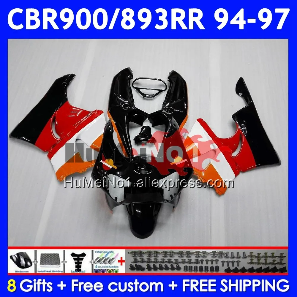 Body For HONDA CBR 893RR CBR 893 CBR900 CBR893 RR 55No.40 CBR900RR CBR893RR 94 95 96 97 1994 1995 1996 Red orange 1997 Fairing