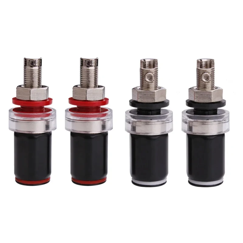 2Pcs No Welding Golden Rhodium Plated Pure Copper Binding Post Speaker Terminal for 4mm Banana Plug Amplifier