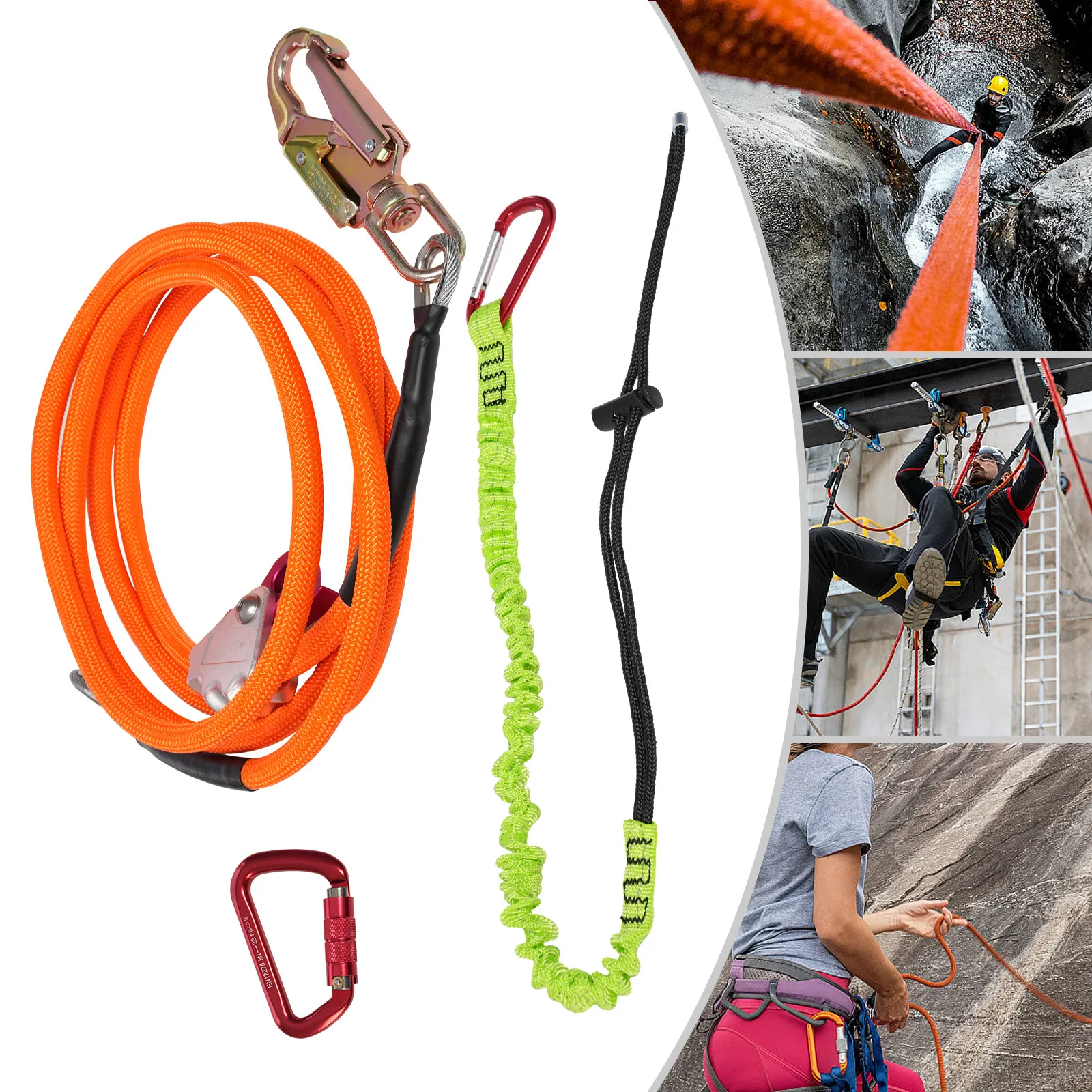 

20kn Flip Line, Steel Wire Core Flipline Kit, Tree Climbing Lanyard 3.66m/12ft