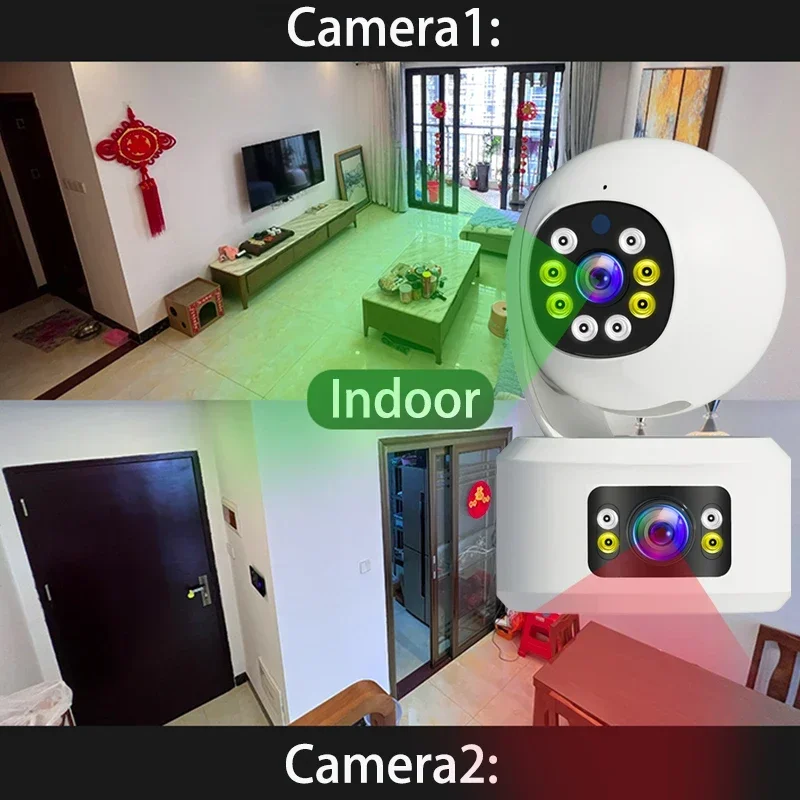 Imagem -06 - Wifi Câmera de Vigilância ip Casa Inteligente Dupla Lente Monitoramento em Dois Sentidos Chamada de Vídeo de Voz Câmera de Segurança sem Fio Visão Noturna 4mp
