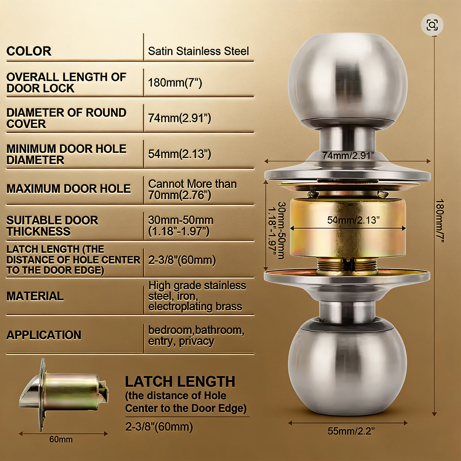 Keyed Entry Door Knob with Loc - Cabinet Knob Round 评论和价格