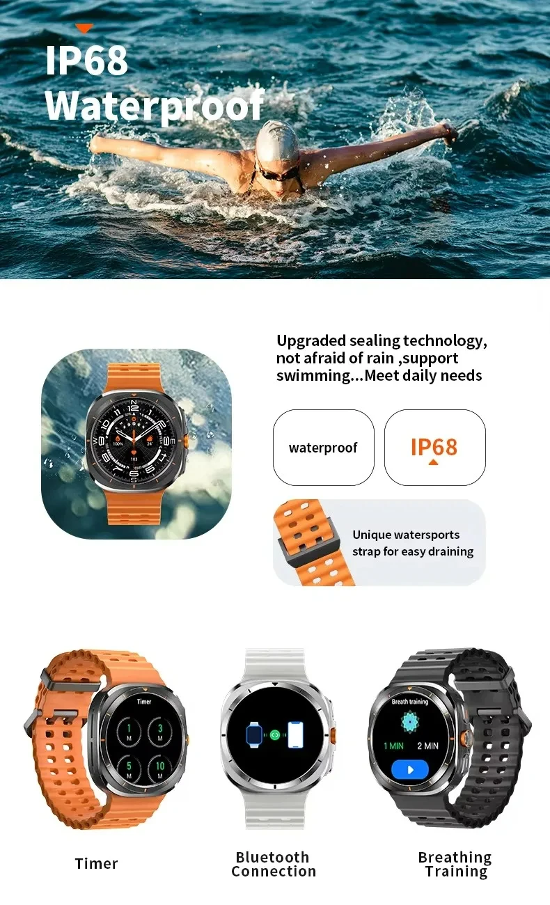 AMOLED Smart Watch Ultra 7 Ai Dail 3D Menu SOS Compass Men Women Bluetooth Call Wireless Charging Sport Couple Watch