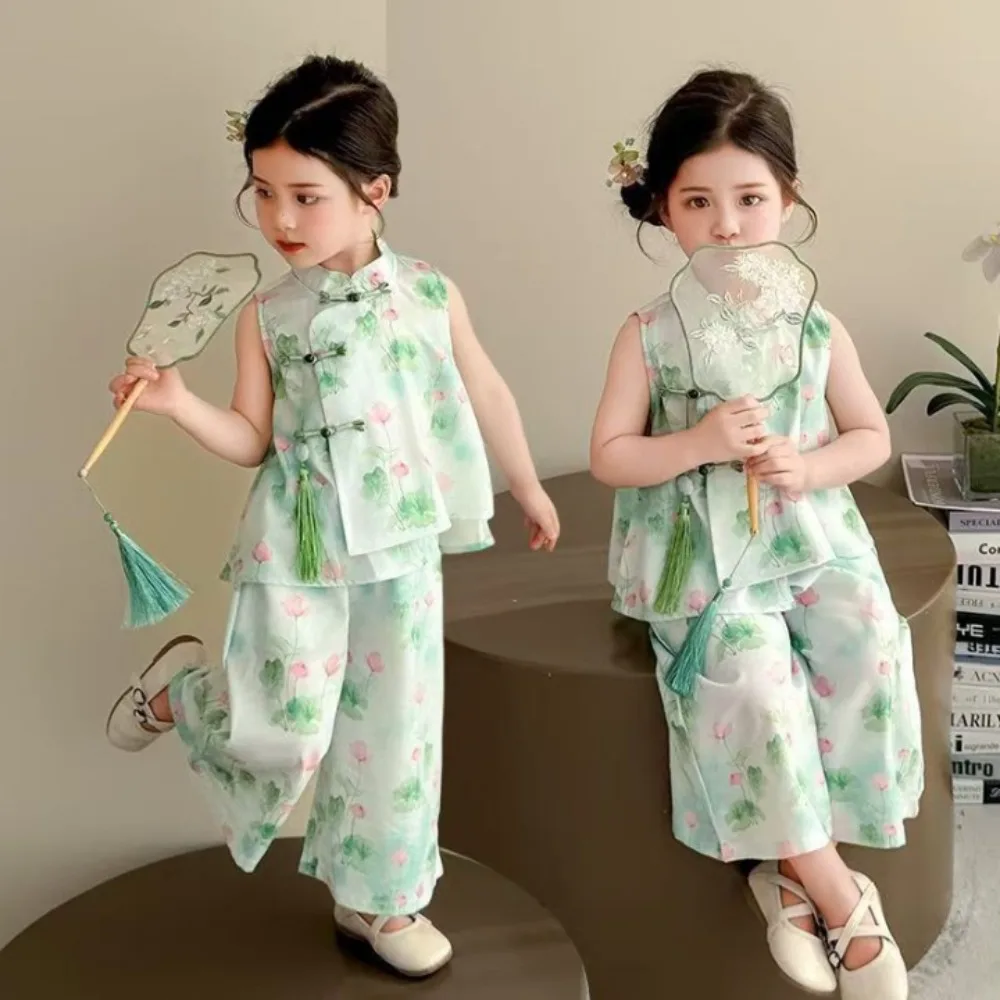 Vêtements pour enfants de style ethnique fin, vêtements pour enfants, vêtements de danse, costume de performance, costume d'été confortable pour filles, Hanfu, ensembles pour bébés