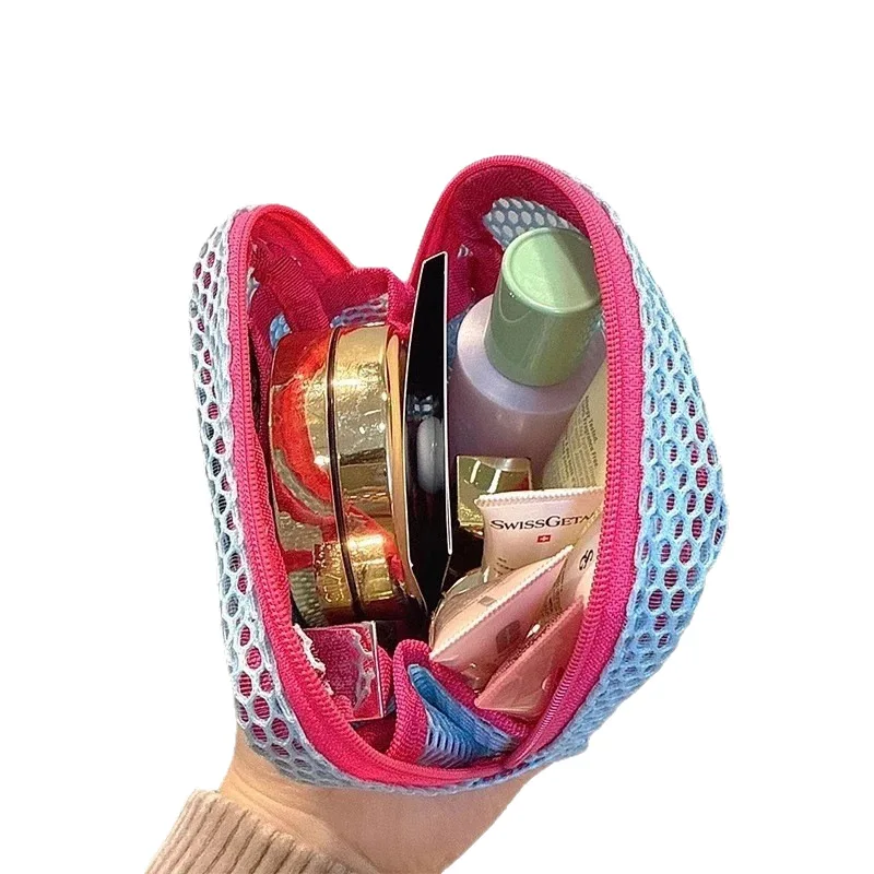2026 Mini Coin Purse Portable Mesh Makeup Bag Dopamine Mesh Cloth Money Lipstick Eyeshadow Storage Bag for Travelling Shoping view 6