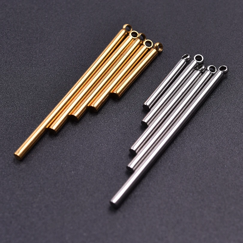 6Pcs/Lot 17/22/27/32/42mm Accessories DIY Round Blank Long Strip Charms Jewelry Wholesale Simple Thin Stick Bar Pendant Making