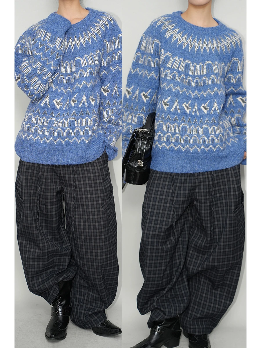 

Свитер AIRROOM Nordic Personali Fair Isle в винтажном стиле, свободного кроя, с эффектом объемного объемистого объема, белый, E...