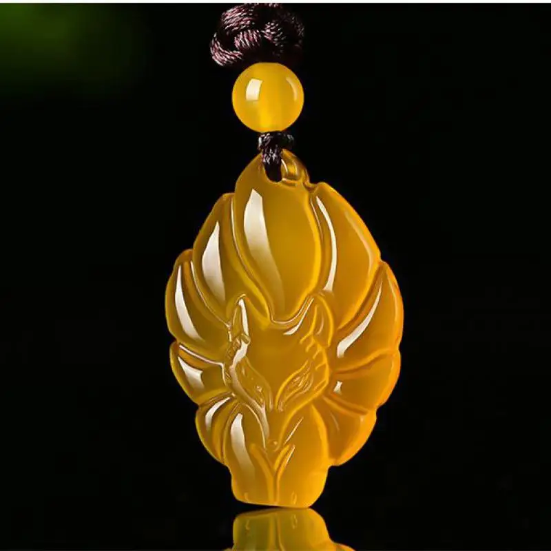 Genuine Myanmar Grade A Jadeite Jade Fox Necklace Women Fine Jewelry Natural Burma Jade Nine Tailed Fox Pendant Necklaces