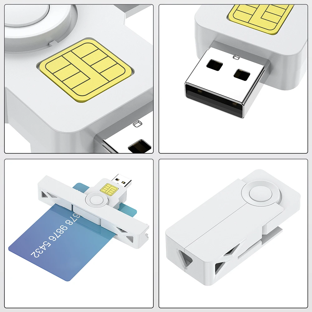 ATM 카드 비자 리더 휴대용 스마트 카드 리더 USB2.0 타입-C 디지털 인증서 보안용 USB 카드 리더