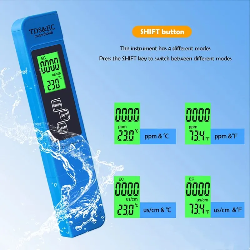 2 stks TDS PH Meter Digitale Water Tester 0.01ph Hoge Nauwkeurigheid PH Meter 0-9990ppm Temperatuur TEMP PPM Tester