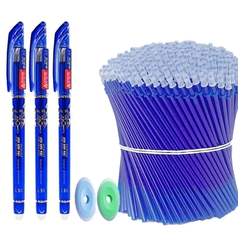 85 sztuk/zestaw zmazywalne długopisy żelowe 0.5mm niebieski/czarny wkłady z tuszem pręt zmywalny uchwyt szkoła pisanie biuro Kawaii biurowe długopis żelowy